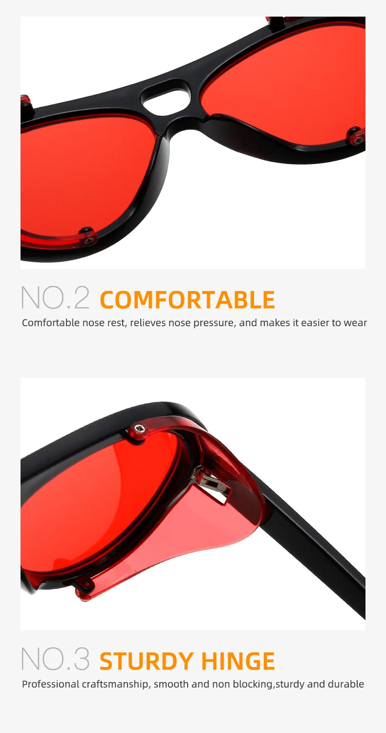 نظارات شمسية بإطار دائري كلاسيكي، نظارات شمسية هيب هوب غير سائد مخصصة، نظارات متخصصة بحافة واسعة للرجال