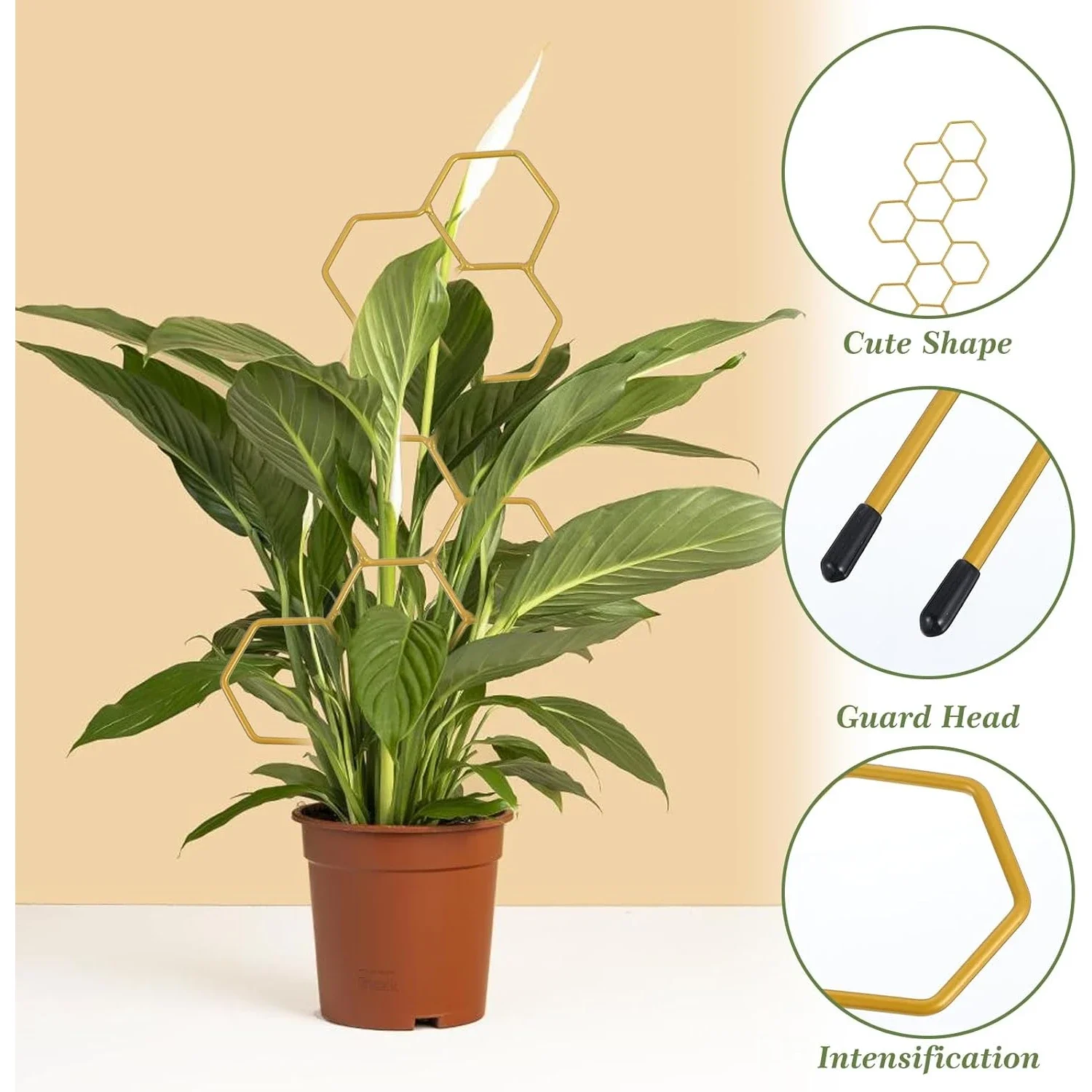 Honeycomb Metal Plant Trellis Indoor Pothos Climbing Support Frame Mini Vine Holder For Potted Green Plants Home Garden Decor
