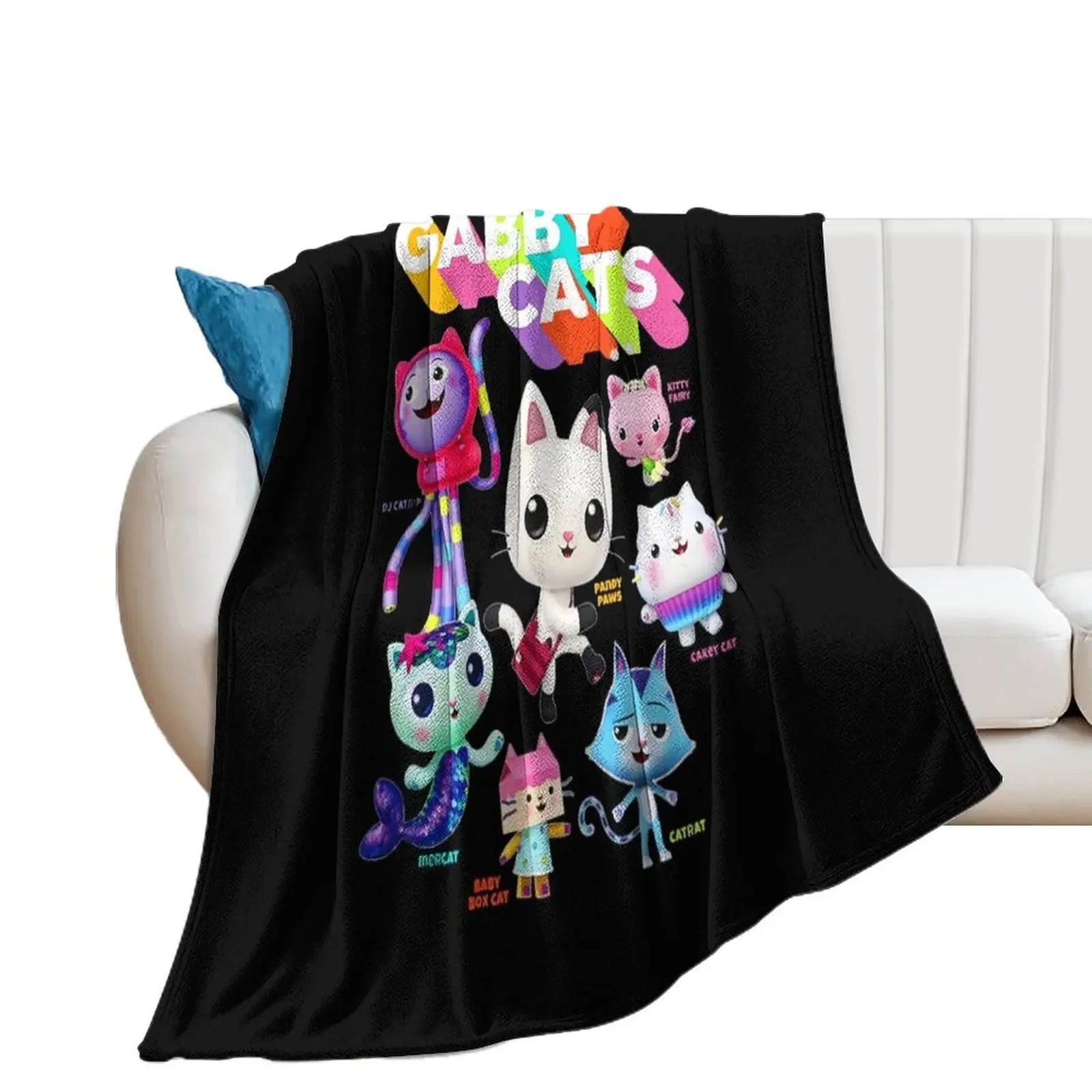 Kids Gabby's Dollhouse Gabby Cats T-Shirt - Gabby's Dollhouse Birthday tshirt Throw Blanket Soft Plaid Decorative Beds Blankets