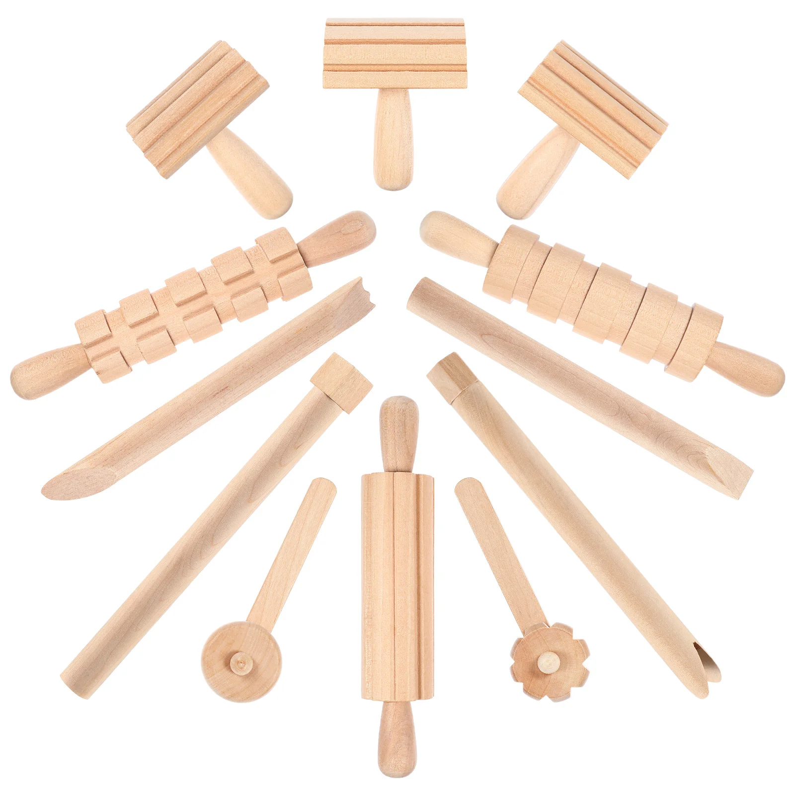 12 Piece Wooden Pottery Tool Set Clay Toys Clay Tools for Kids Educational Playdough Shaping Carving Kit Handmade Craft