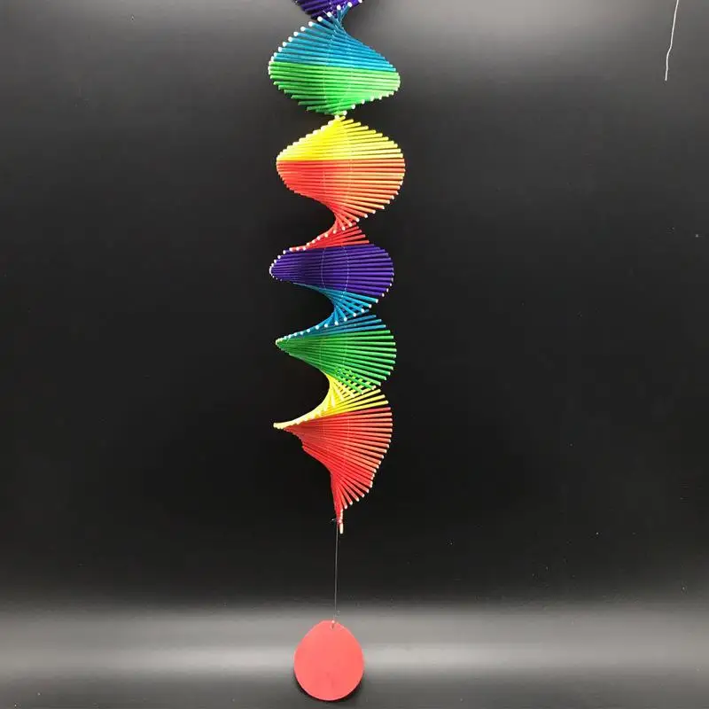 Colorful Wood Wind Chimes Rainbow Wind Spinner Mobile Chime Lawn Wind Spiral Party Home Decor Garden Ornament Decor DIY Pendant