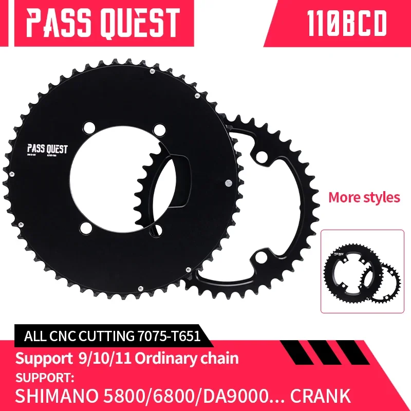 

PASS QUEST 110BCD for DA9000 5800 6800 2X Sprocket AERO crankshaft set Round black 9-11 speed Road bike Gravel bike