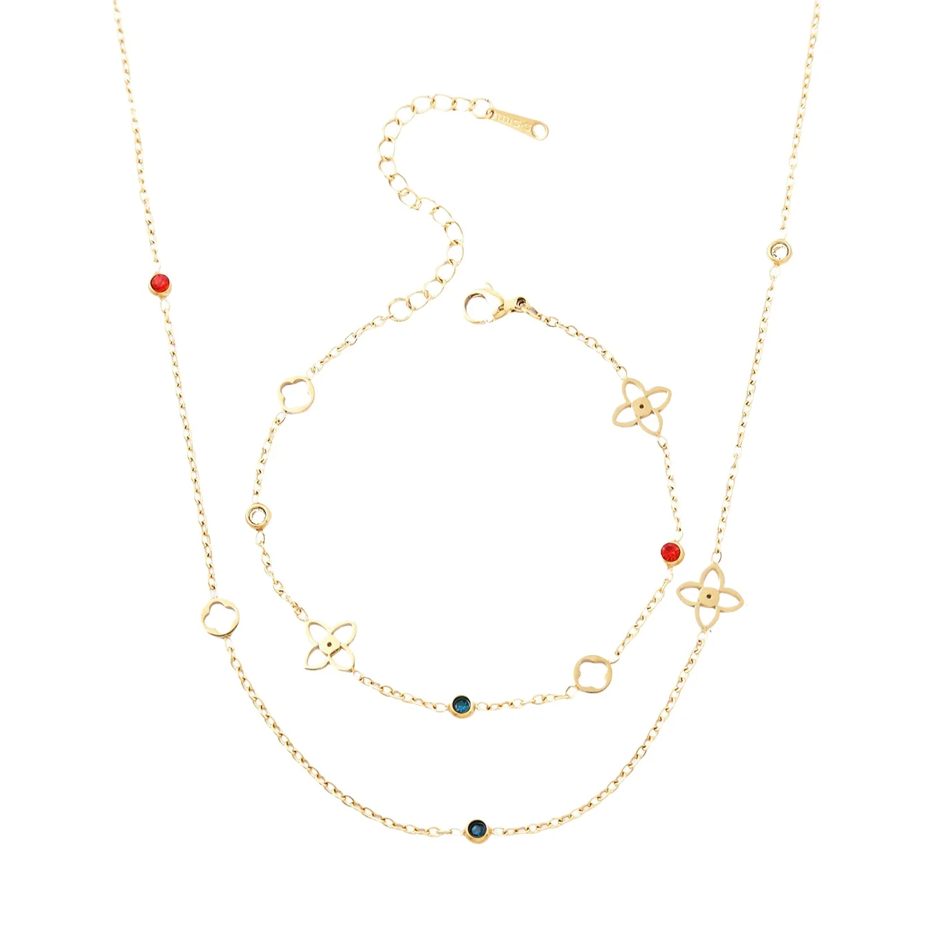 

18k Gold-plated Stainless Steel Jewelry Set with Diamonds Light Luxury Jewelry for Women