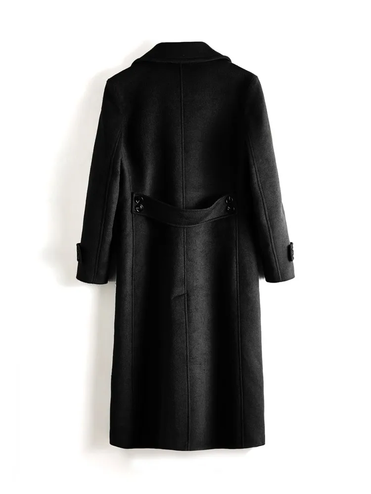 Winter Men Long Double Breasted Wool Coat Thick Warm Double Faced Woolen Blend Overcoat Business Straight Windbreaker Trench 6XL