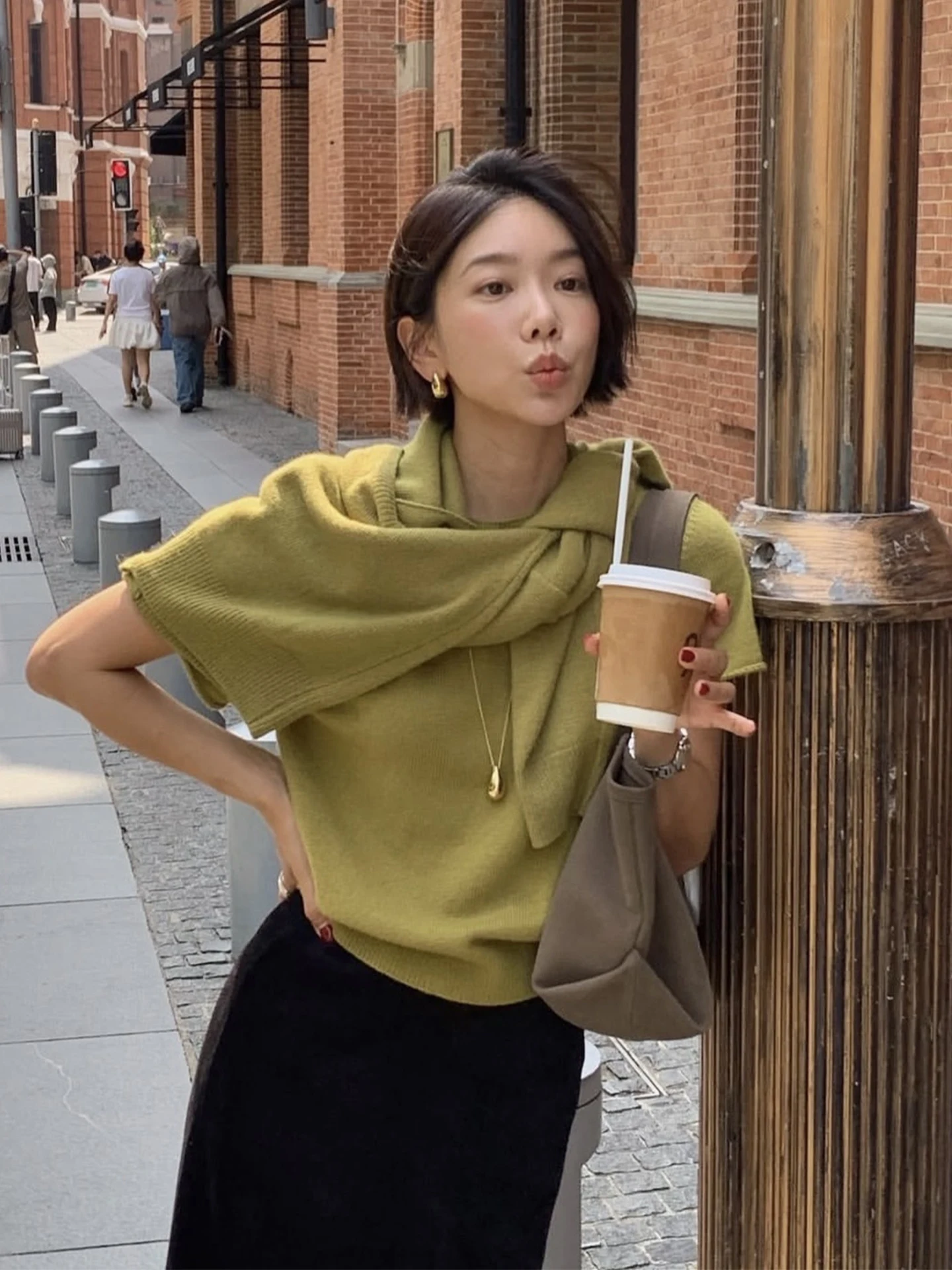 

Retro Soft ort Sve Knitted Sweater Women's Faion Set Tee Pieces Pure Color Open Cardigan Coat with Scarf Autumn New ...