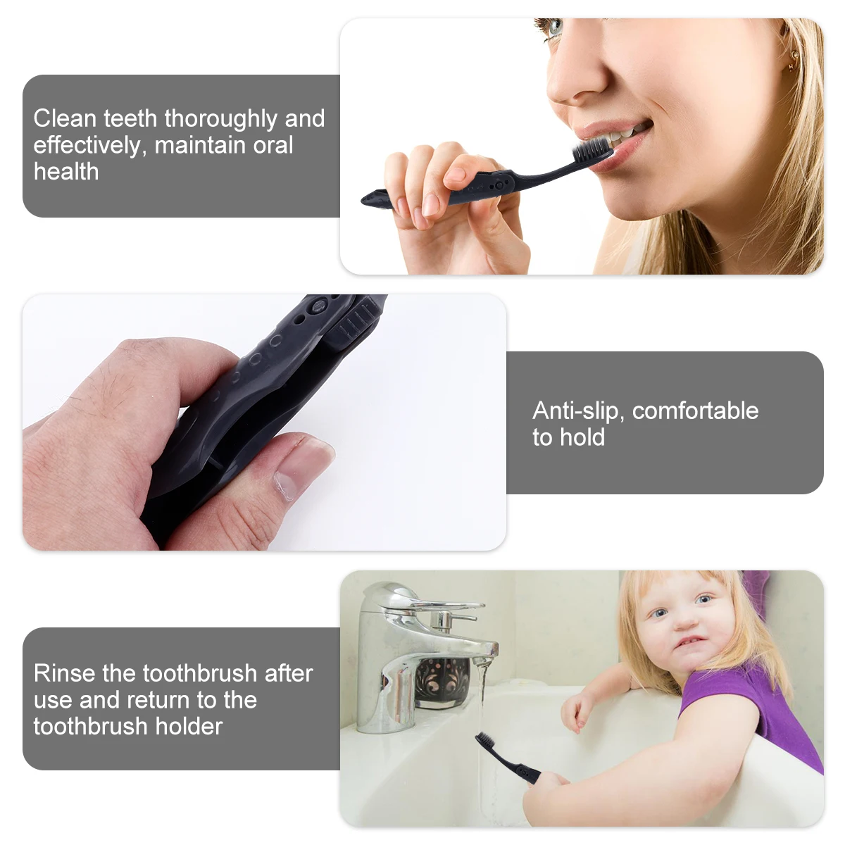 

8pcs Portable Toothbrush Foldable Travel Bristles Camping Oral Health NonSlip Handle Maintains Hygiene