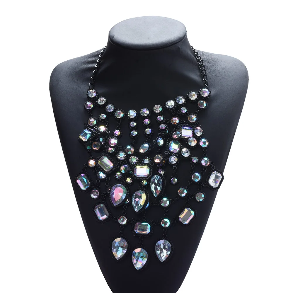 2024 New Multilayer Indian Statement Large Collar Crystal Necklace Women Boho Ethnic Maxi Big Bib Choker Necklace Jewelry