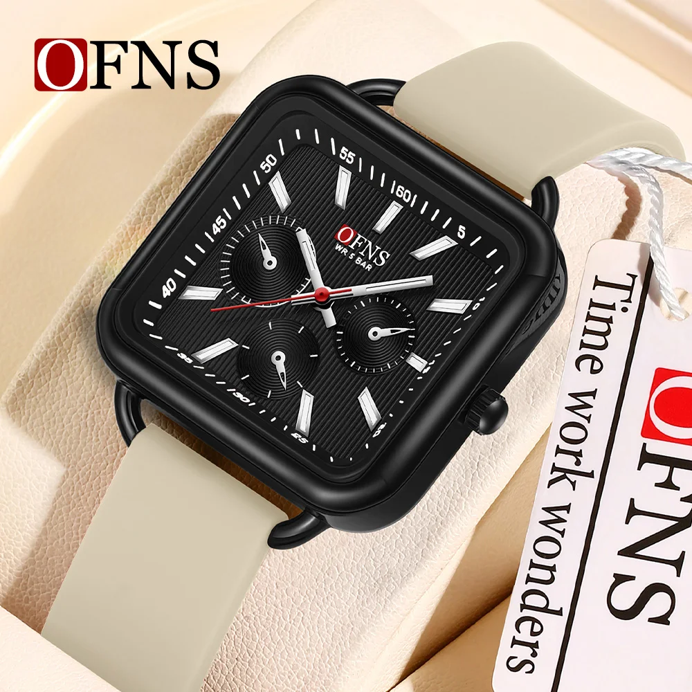 

OFNS new 7503 student leisure watch fashionable and simple night light q/quartz watch square dial women's watch