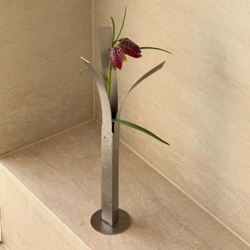 Creative Stainless Steel Minimalist Vase Desktop Metal Ornament Flower Arranger Design Gift Ваза Для Цветов Jarrones Vases