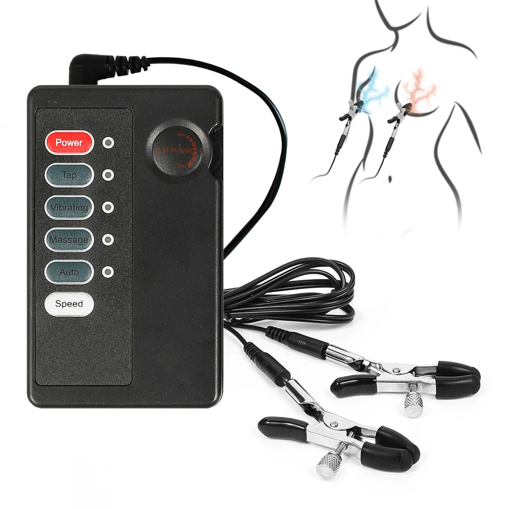 صدمة كهربائية الحلمة المشابك BDSM يمزح لعبة نبض كامل الجسم مدلك منصات تحفيز قوية الثدي البظر كليب الجنس لعب