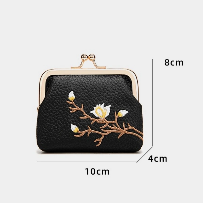  Women Elegant Embroidered Small Purse Girl Multifunctional Lipstick Holder Mini Wallet Coin Pouch