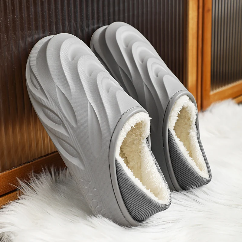 2024 New Plush Warm Home EVA Slippers Lightweight, Soft and Comfortable Winter Slippers Men's Women's Cotton Shoes Plush Slipper