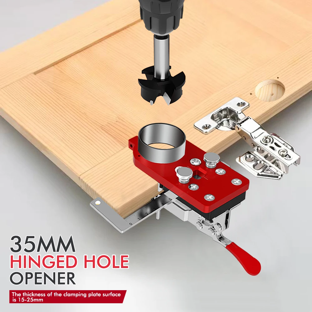 

Woodworking Hole Drilling Guide Locator with Fixture Aluminum Alloy Hole Opener Template Tools 35mm Hinge Boring Jig