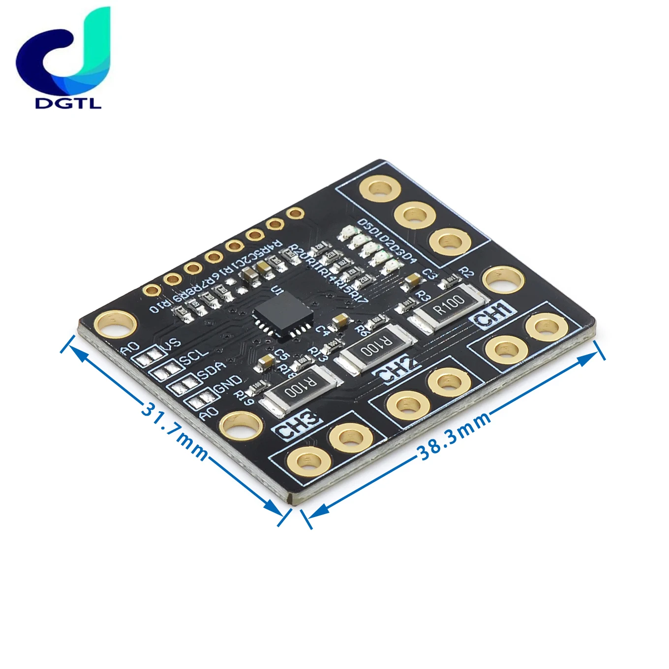I2C SMBUS INA3221 Triple-Channel Shunt Current Power Supply Voltage Monitor Sensor Board Module Replace INA219 With Pins