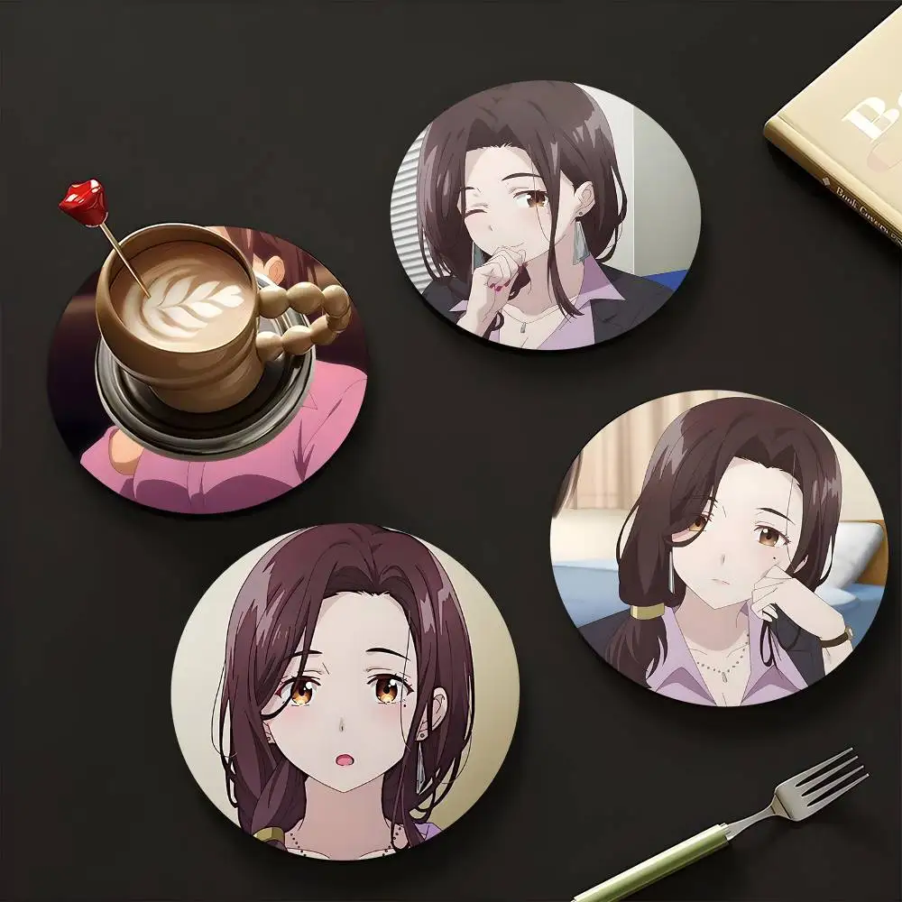 1pc Airi Gotou Anime characters Wooden Coaster Colour Printing Cup Mat Home Desk Decoration Gifts