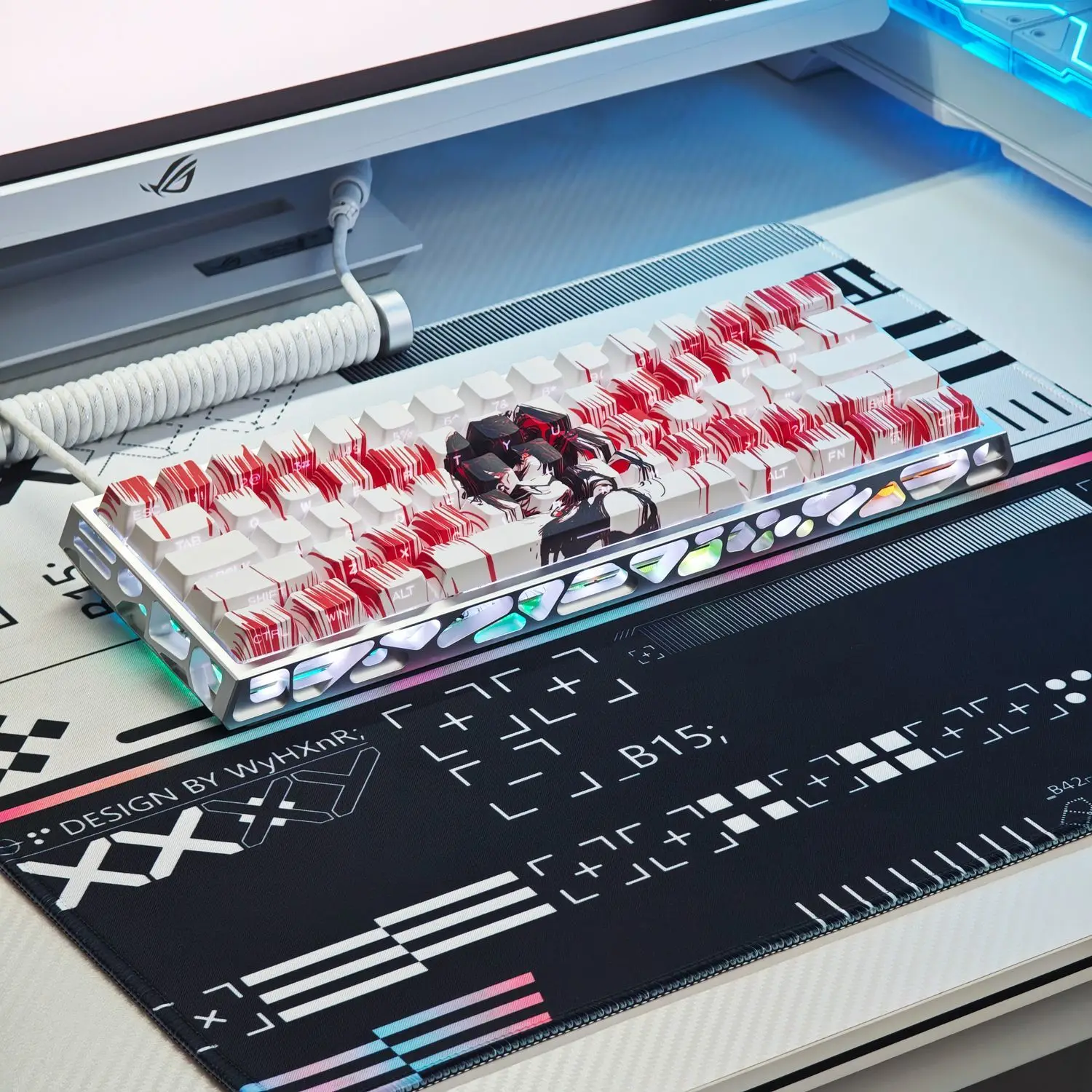 

130 Keys Tokisaki Kurumi Keycaps Anime Game Side Transparent Chreey PBT Custom Key Caps for Mechanical Keyboard Mad68 Wooting 60