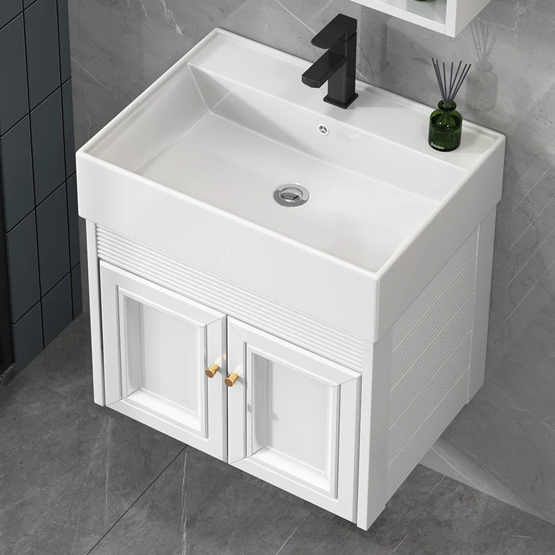 Space aluminum bathroom cabinet combination narrow and long hand washbasin small apartment bathroom small size washbasin