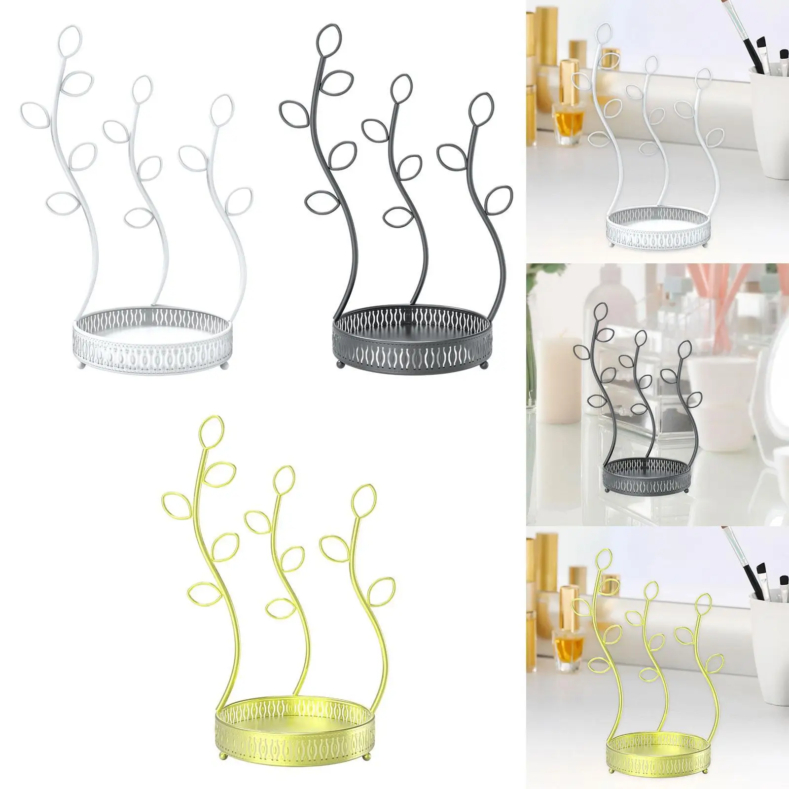 

Jewelry Display Stand Jewelry Storage Rack with Tray Necklace Holder Earring Hanging Organizer Tower for Hairband
