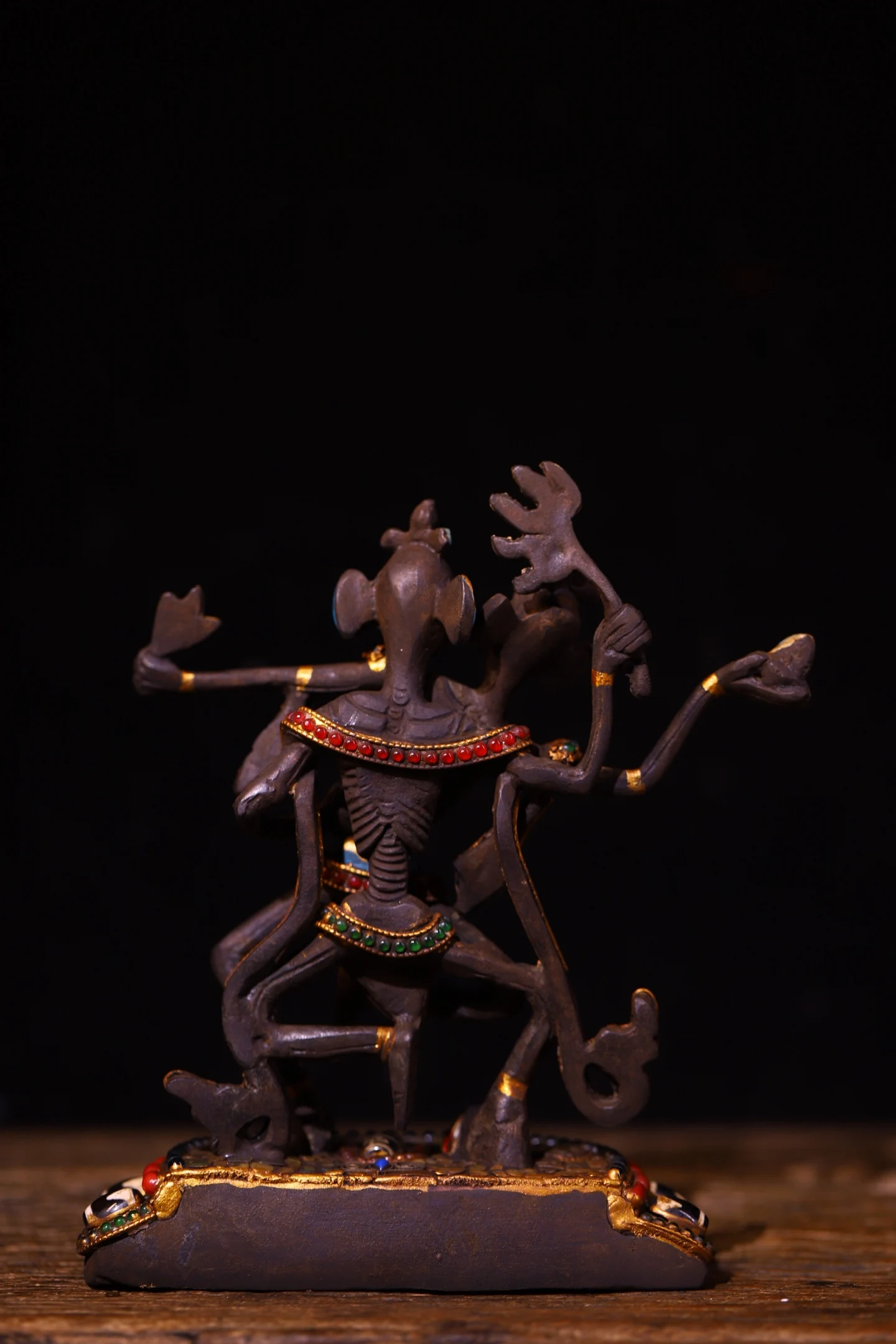 Old Bronze Mosaic Gem gZi Beads Corpse Forest Patriarch skull dakini Standing Buddha lotus pedestal Worship Hall Town house