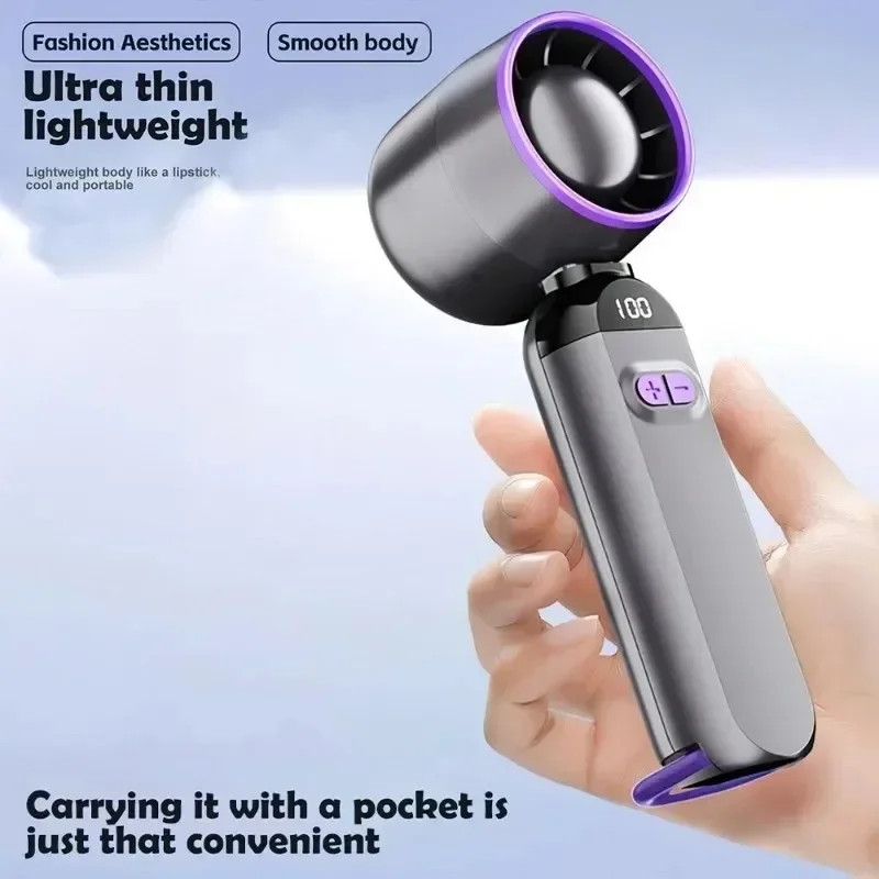 Foldable USB Charging Fan Strong Wind Outdoor Fan Digital Display Portable Fan for Outdoor Camping Trips