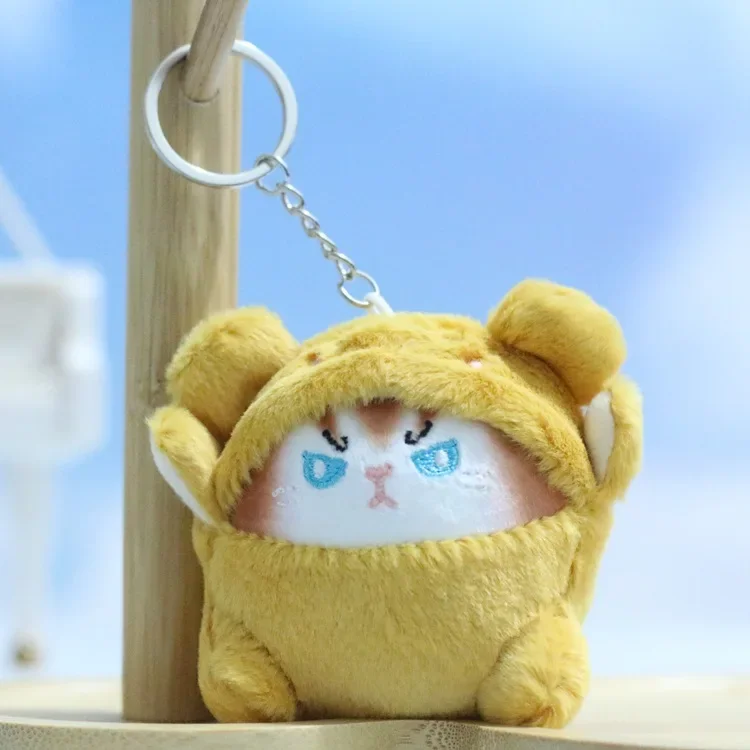 Cartoon Kawaii Disguise Oneself Small Animal Cat Plush Toy Keychain Pendant Creative Personalised Cat Plush Backpack Pendant