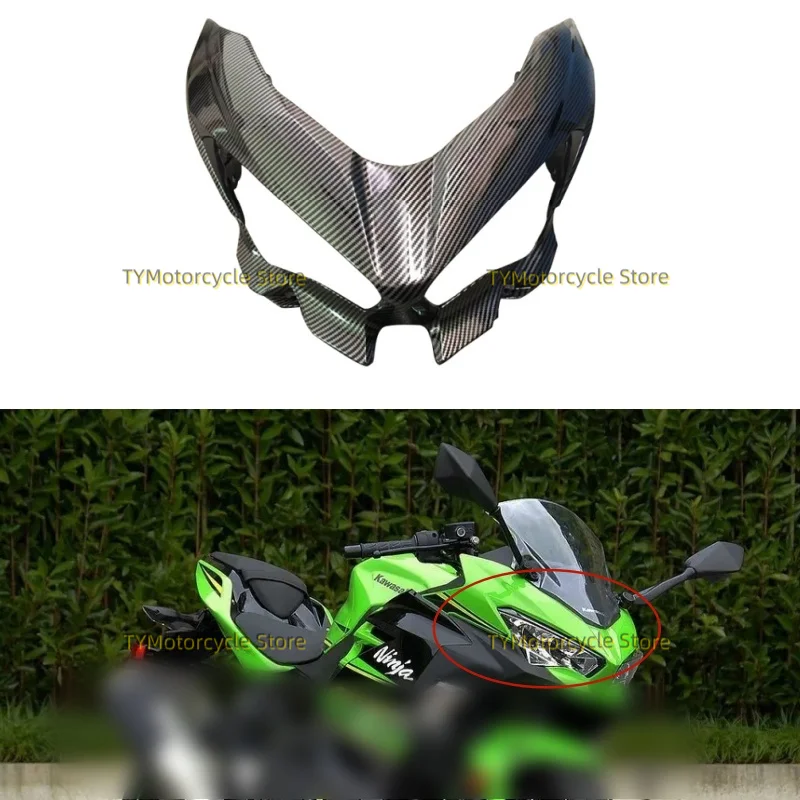 Front Nose Headlight Cover Fairing Fit For Kawasaki Ninja400 Ninjia400 ZX400 EX400 2018-2023 Carbon fiber coating