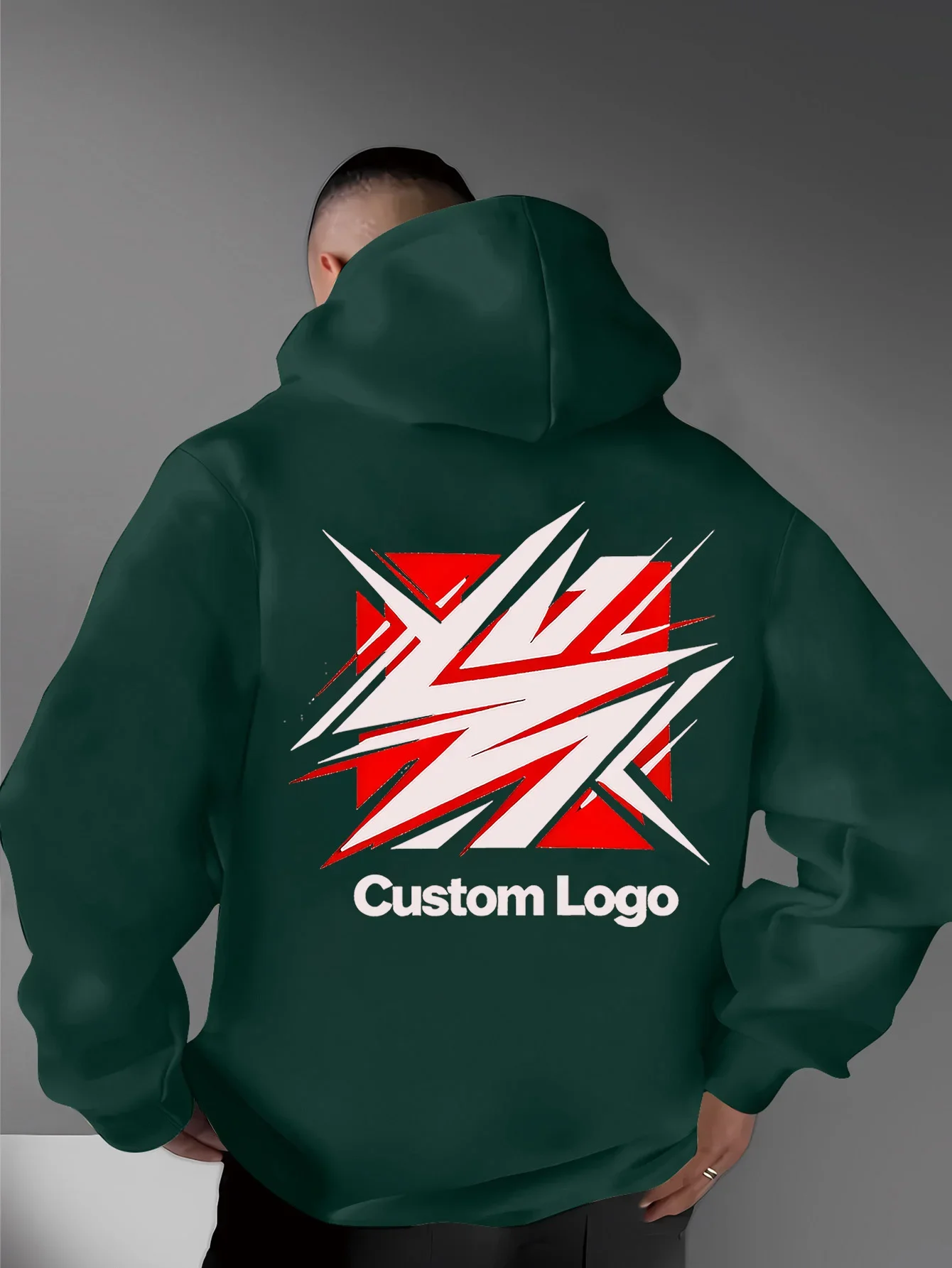 Abstract Sharp Splatter Graphic Custom Logo Print Hoodie Casual Streetwear Pullover Autumn Winter Sweatshirt Male Oversized