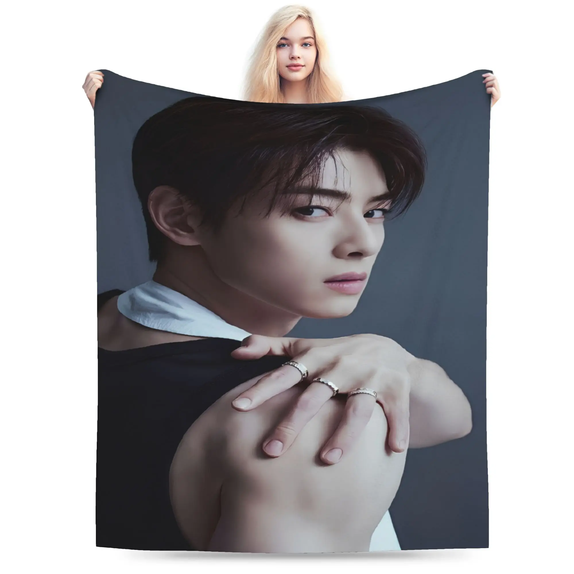 CHA EUN WOO kpop ASTRO idol Blanket Velvet  Cozy Lightweight Thin Throw Blanket for Home Bedding Throws