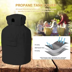 Propane Tank Cover Outdoor Waterproof Dustproof Gas Bottles Cover Camping Gas Stove Protective Covers Black