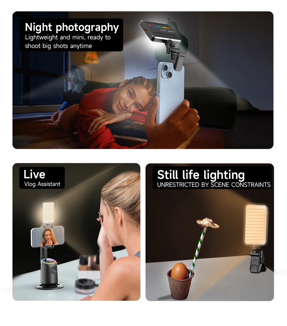 RGB LED Photography Lighting Video Light Magnetic LED Camera Lights 2000mAh Mini Pocket Portable Fill Live Mobile Lamp