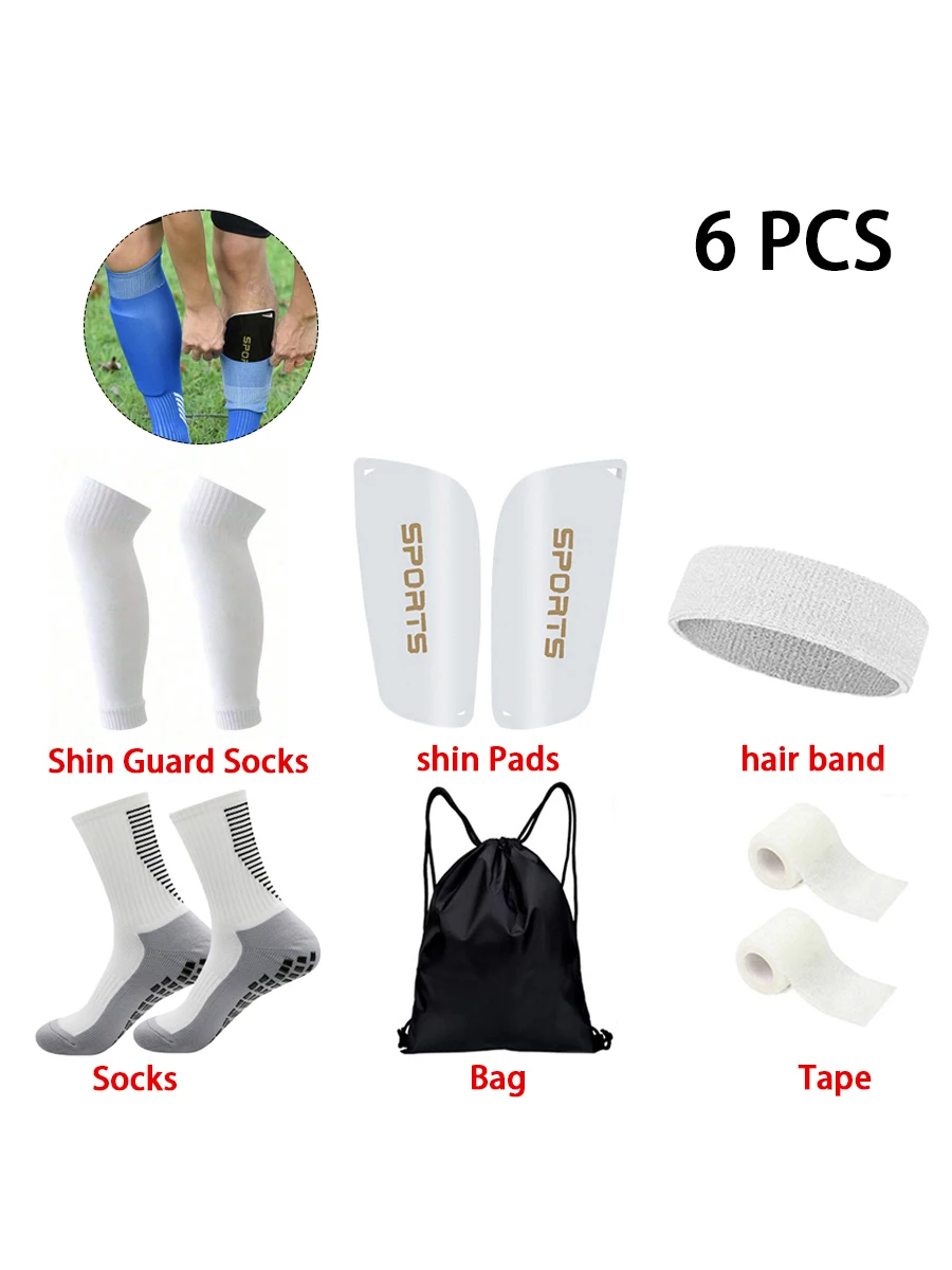 6 قطعة مجموعة الرجال النساء الرياضة عدم الانزلاق جوارب لكرة القدم الرياضة في الهواء الطلق ضمادة هود الكرة حقيبة الجوارب المرنة الرياضة الساق حامي