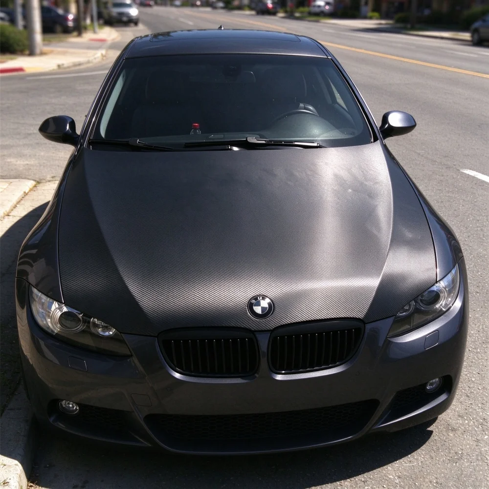 Black Carbon Fiber Vinyl Car Wrap Film Wrapping Foil Air Release Channels Motorcycle Bike Styling