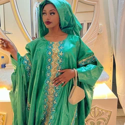 Boubou Bazin Riche Africain Mali Broderie De Poussière D'or, Robe De Mariée, Grande Taille, Vert, Bassin Dashiki, Longue Robe, Tenue