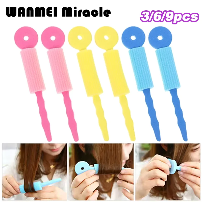 3/6/9pcs Hair Care Foam Rollers Heatless Magic Sponge Soft No Heat Hair Curler High Quality Curly Hair DIY Hair Styling Tools