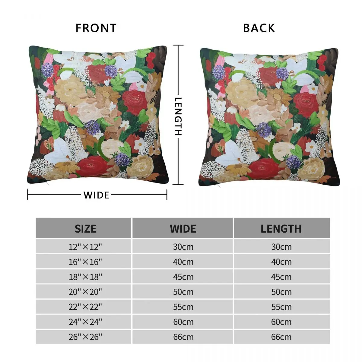 Abundance Florals Square Pillowcase Polyester Linen Velvet Creative Zip Decor Pillow Case Home Cushion Cover 45x45