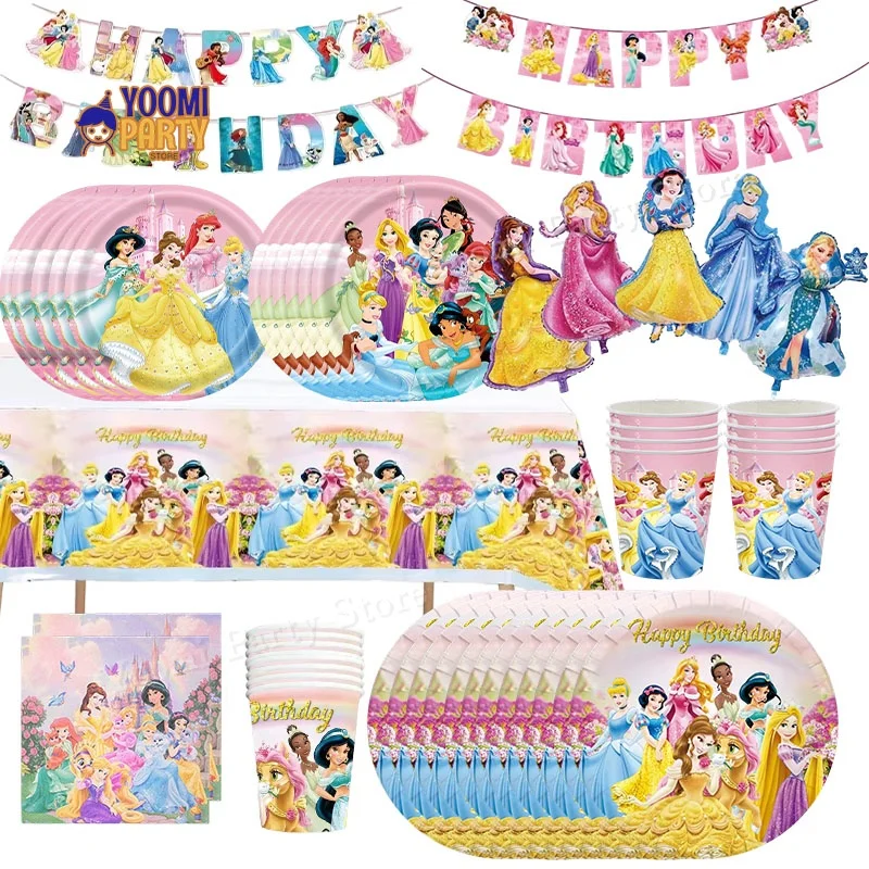 Pink Princess Birthday Party Decorations Set with Candy Gift Boxes Balloons Tablecloth Party Favors Baby Shower Decoration