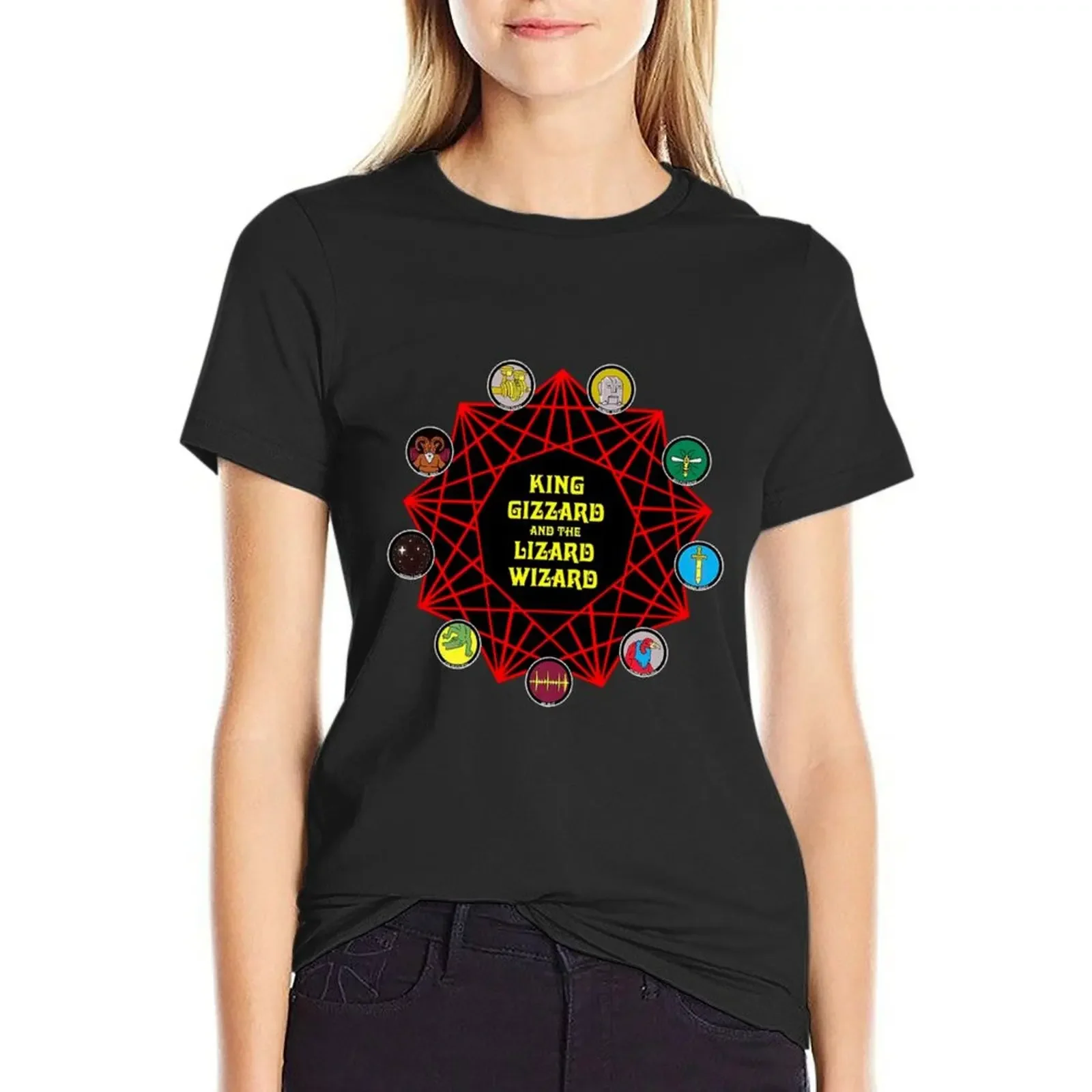 

king gizzard and the lizard wizard T-Shirt plain plus size tops funnys lady clothes white t shirts for Women