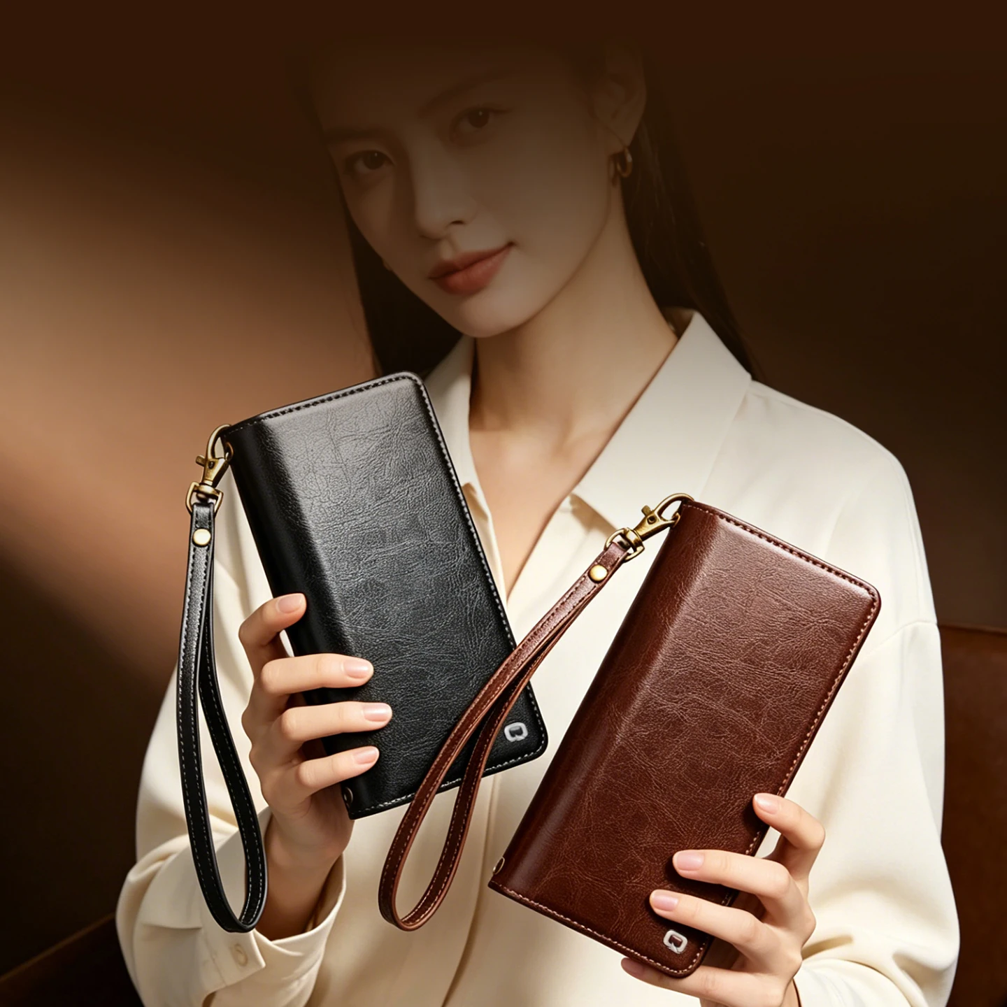 QIALINO 2in1 Magnetic Removable Multifunctional Genuine Leather Case for iPhone 18 17 Pro Max Crossbody Lanyard Wallet Cover view 5