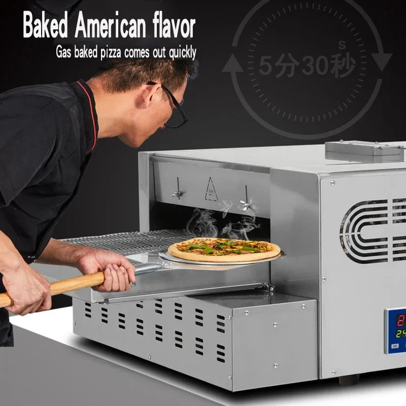 Household 220v 32 Inch Gas Pizza Furnace Gas Crawler Pizza Oven Chain Pizza Oven Commercial Baking Bread Professional Oven MGP-3