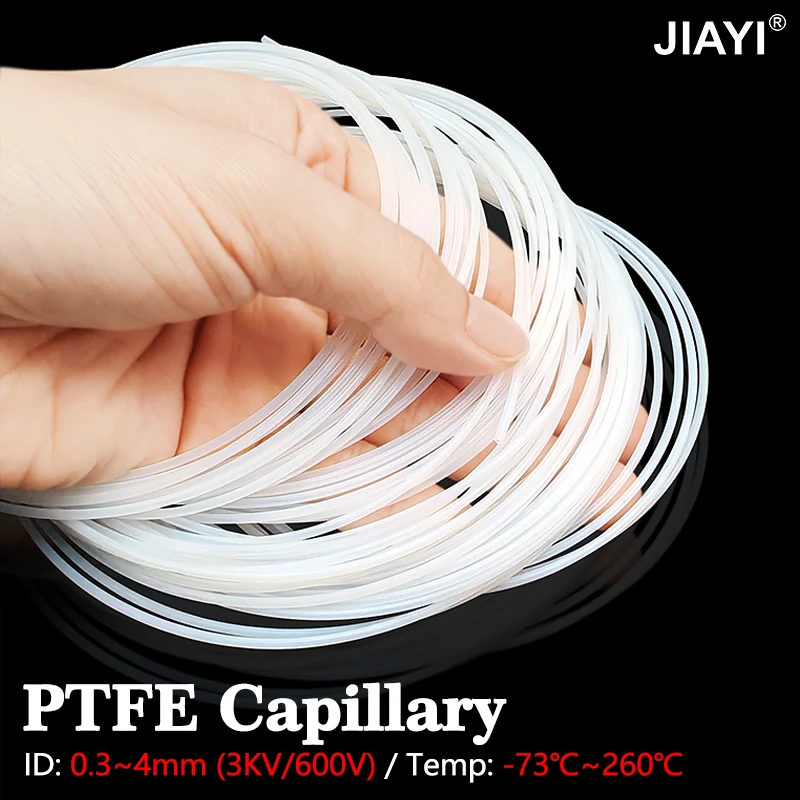 Clear PTFE Tube 3D Printer Parts ID 0.3 0.5 0.6 1~4mm Capillary Insulated Hose Rigid Pipe Bowden Extruder J-head hotend throat