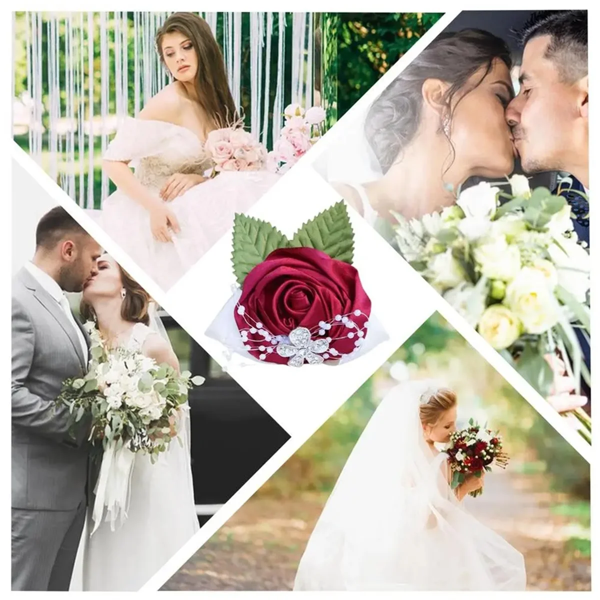 

YHYS Bride Flower Wristband Prom Flower Wrist Corsage Satin Bridesmaid Wedding Wrist Bracelet Rose Flower for Photograph A