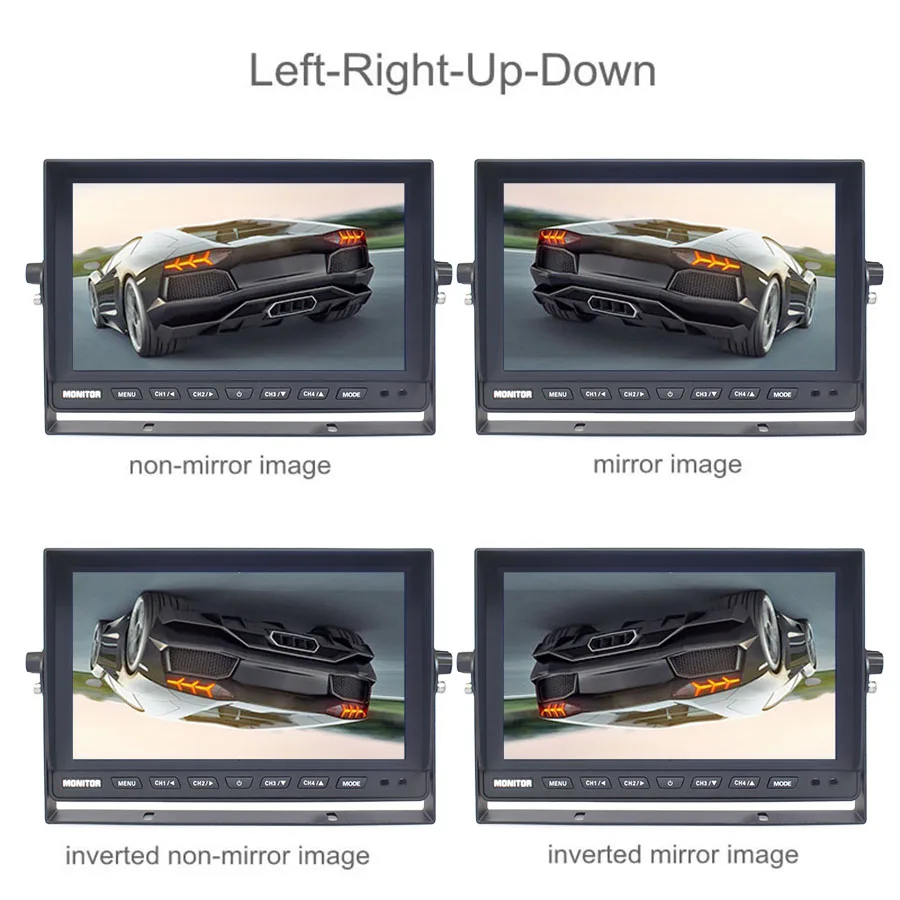 DIYSECUR 10.1inch AHD IPS 4CH 4 Split Quad Screen Display Rear View Car HD Monitor for 1080P 720P AHD CVBS Car Camera