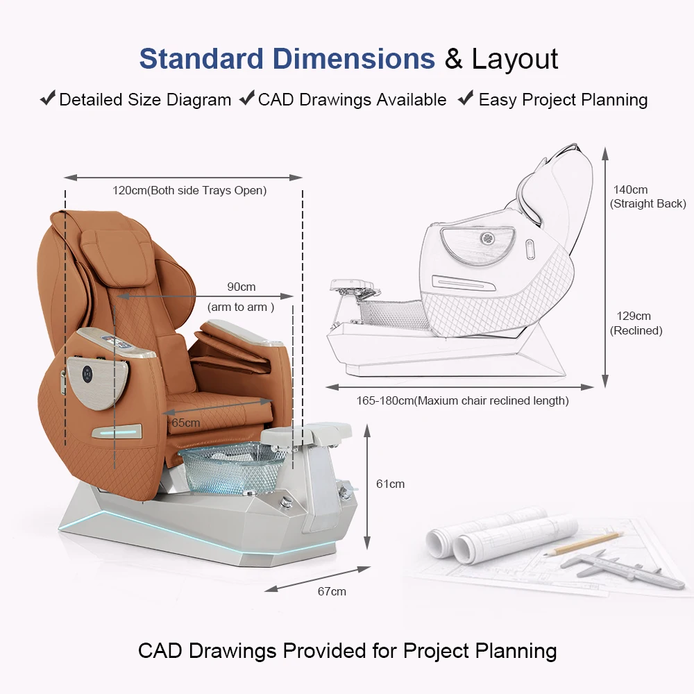 New Luxury Modern Beauty Nail Salon Furniture Electric Pipeless Whirlpool Human Touch Massage Foot Spa Pedicure Chair