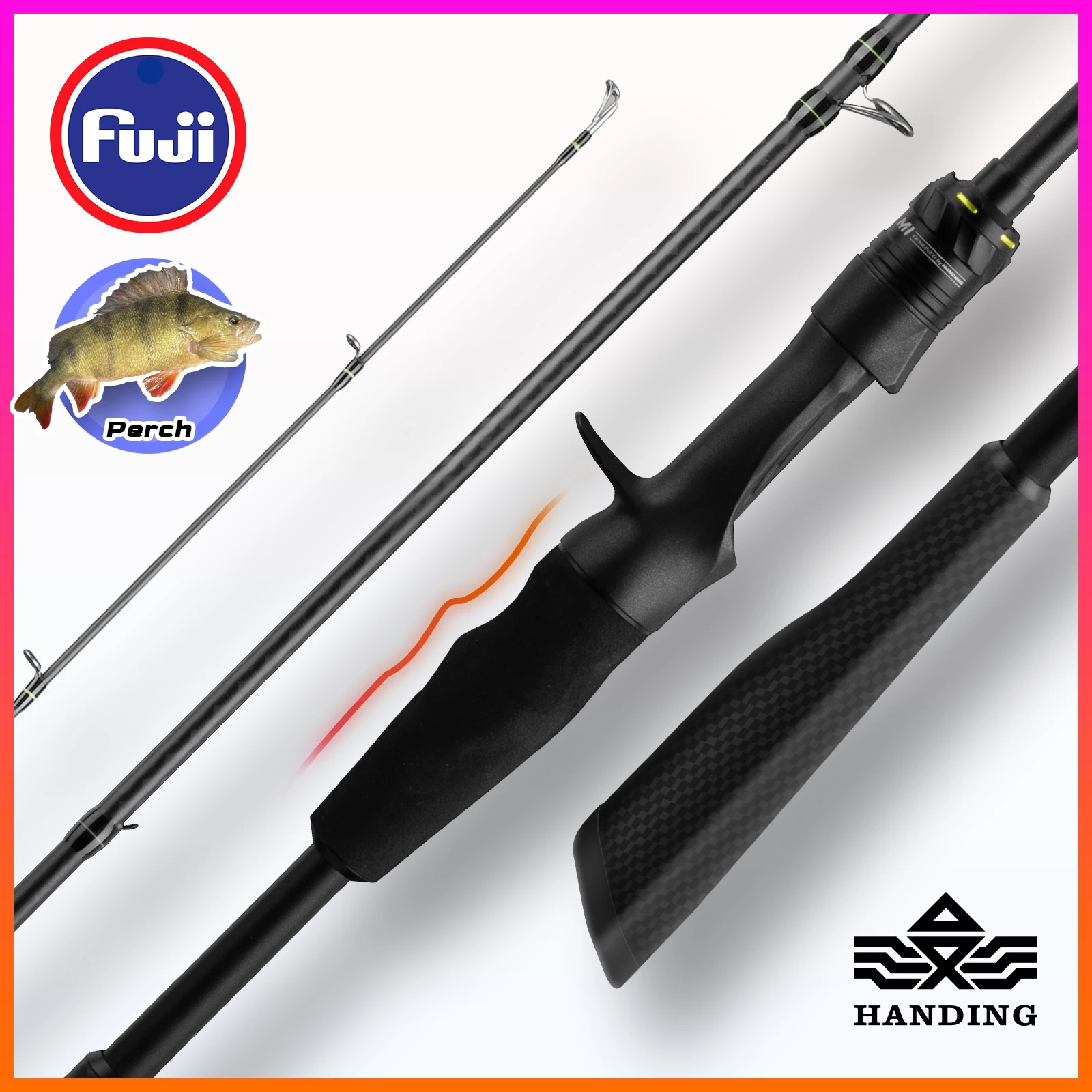 

HANDING M1 Bass Fishing Rods Fuji O+A Guide Rings 24Ton Carbon Fiber Blanks Spinning Fishing Rod All-day Comfort Casting Rods