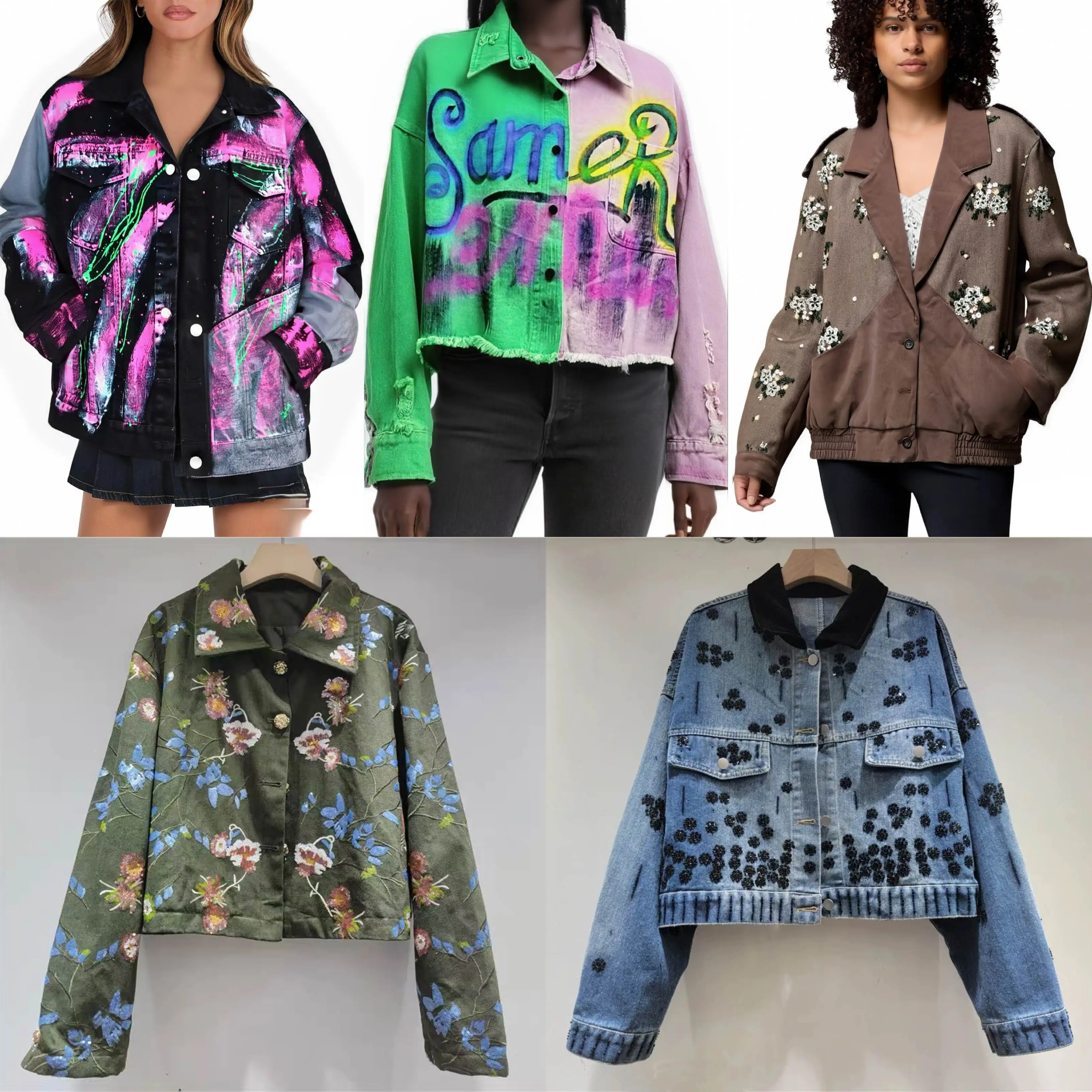 

Европейская и американская джинсовая куртка Heavy Industries с вышивкой и принтом из бисера для ногтей, модная куртка индивидуального дизайна