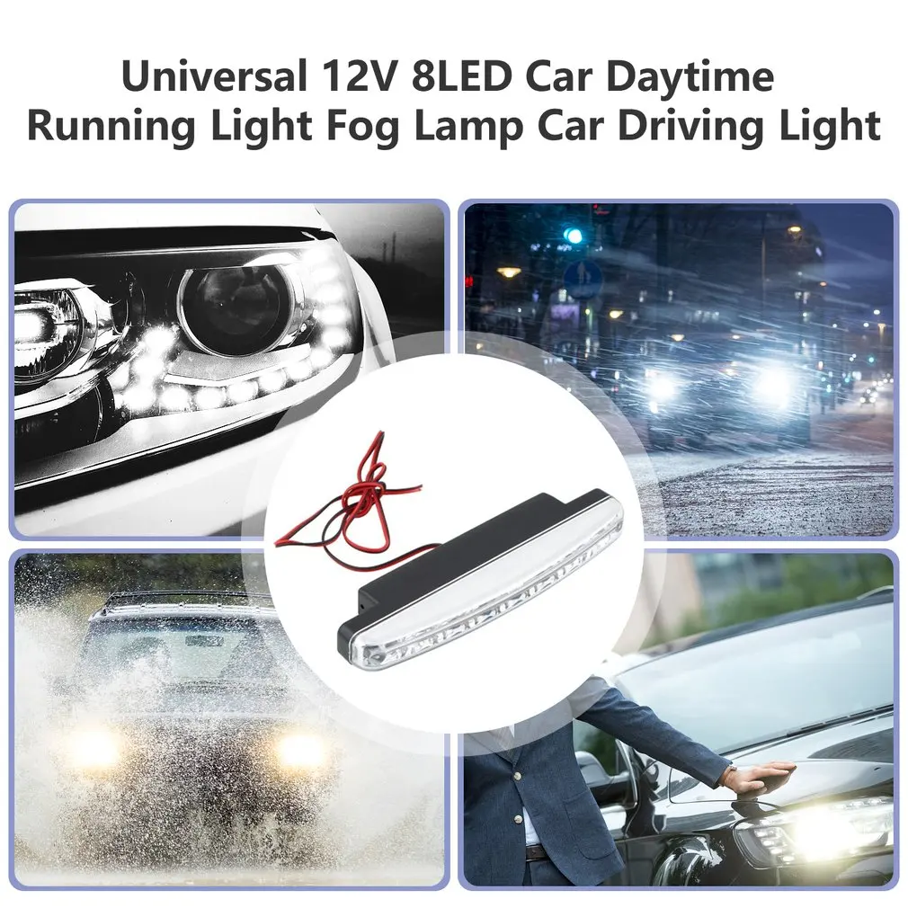 Luz antiniebla de circulación diurna para coche, lámpara auxiliar de luz blanca superbrillante, Universal, 12V, 8LED