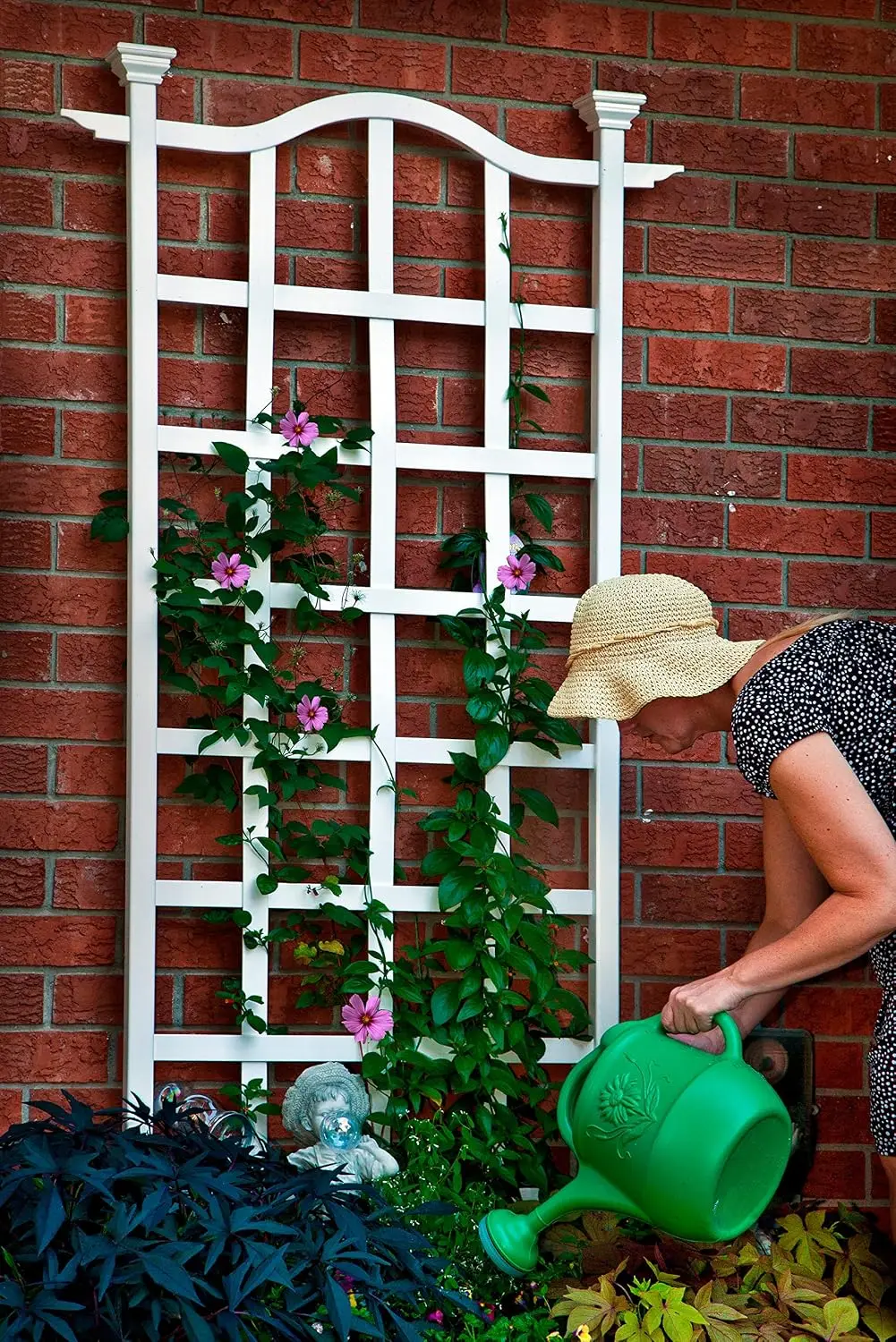 Vinyl Garden Trellis Outdoor Arbor Archway For Climbing Plants Flowers Vines Decorative Lawn Fence Panel Heavy Duty Weather Resistant Plant Holder White 1 Pack