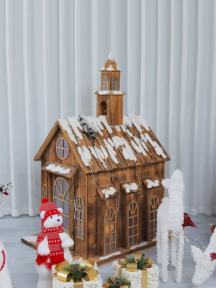 

Christmas Tree Scene Package Glowing Christmas Cabin Decorations Hotel Window Christmas Bear Elk A50