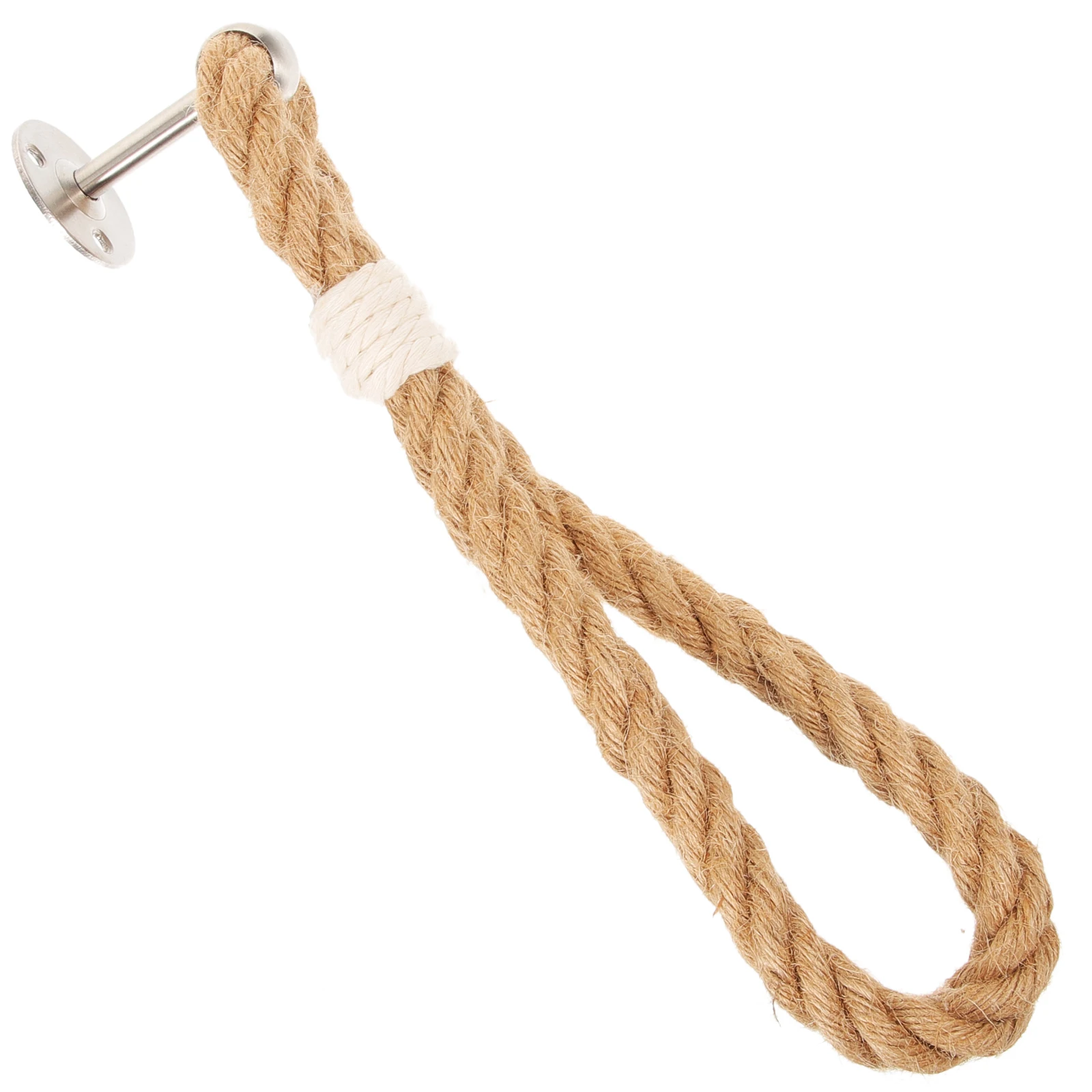 

Towel Rack Jute Rope Boho Paper Holder Ring Cotton Bar Hanging Holders Vintage Bathroom Over Door Space Saving Design