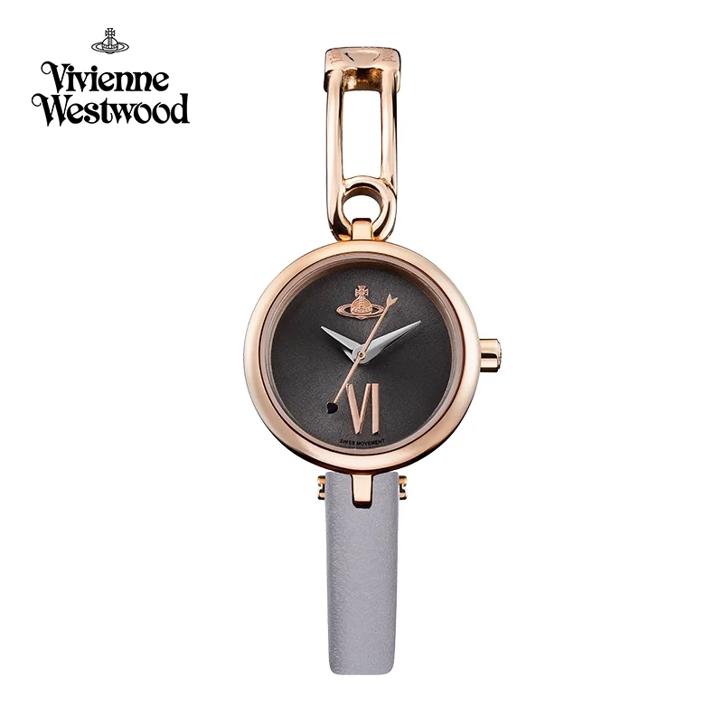 Vivienne Westwood Reloj elegante y elegante con correa de cuero gris para mujer